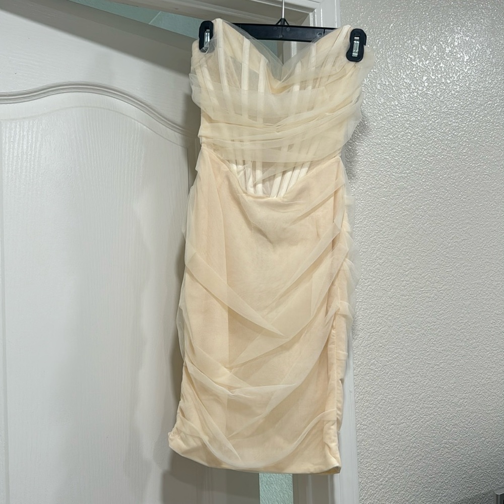 House of CB- Leila Mesh Strapless Corset Dress